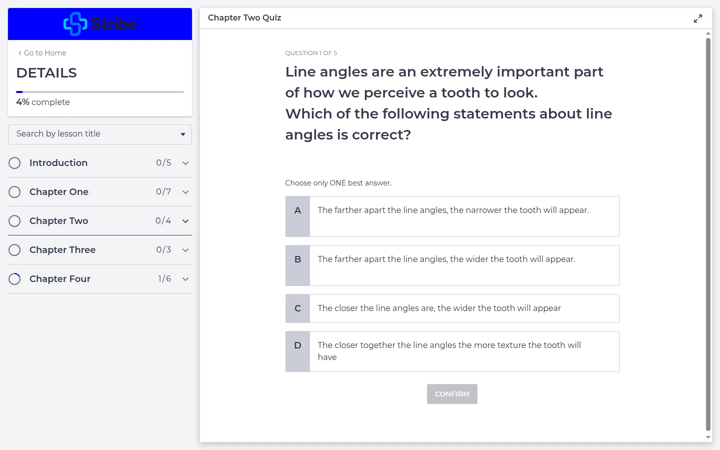 A Details quiz question on line angles in the course platform