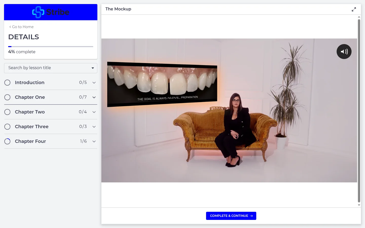 The Details course platform on desktop: The Mockup video lesson with the curriculum sidebar